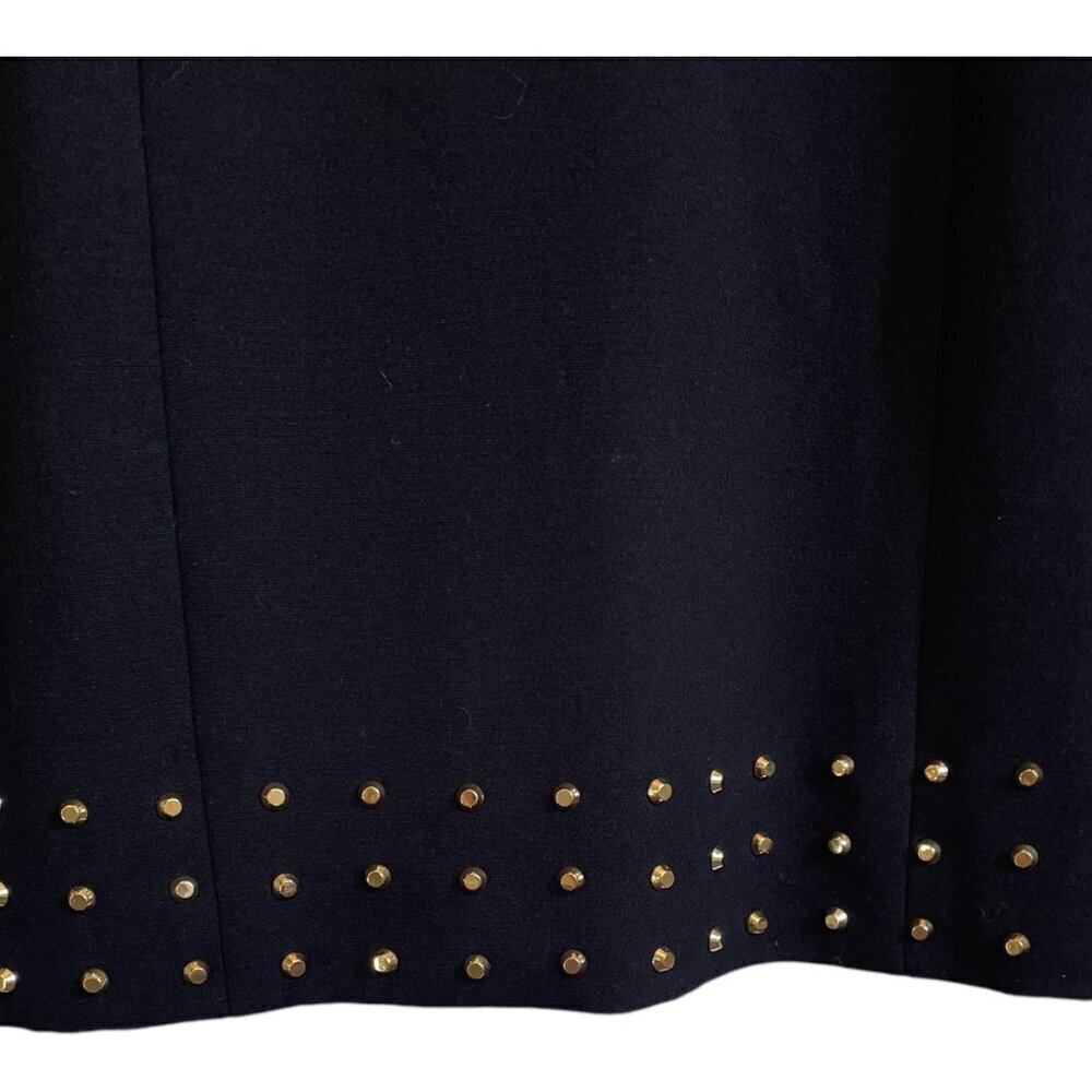 Michael Kors Black 3/4 Sleeve Structured Dress Gold Stud Sz 10 City Party Modern - Picture 7 of 10